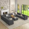 Modern Minimalist Compressed Sectional Sofa Sleeper Corduroy Couch For Living Room And Bedroom - Gray - Image 3
