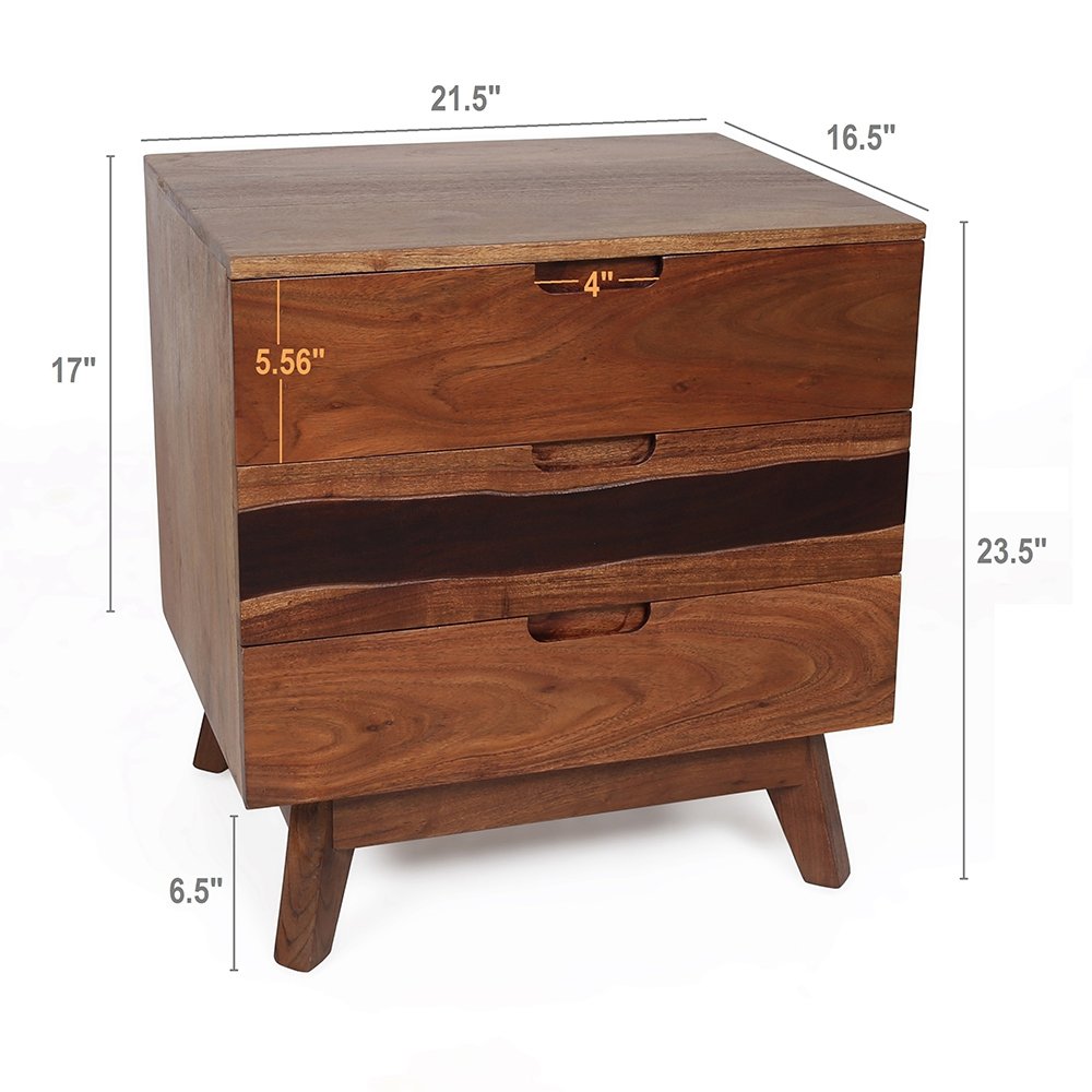 Nightstand Natural Wood - Brown - Image 3