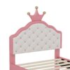 Twin Size Lovely Crown Fantasy Leather Princess Bed With Tufted Headboard - Pink / Cream - Image 7