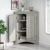 Triangle Bathroom Storage Cabinet With Adjustable Shelves, Freestanding Floor Cabinet For Home Kitchen - Oak - Image 6
