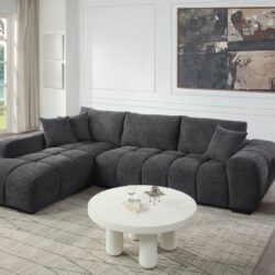 Chosen - Sectional Sofa With Toss Pillows And 1 Chaise - Gray