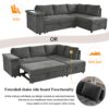 L Shaped Couch With Pull Out Bed And Storage Sectional Sleeper Sofa With Hidden Storage, Wide Armrest With Storage, For Living Room, Apartment, Bedroom, Office - Gray - Image 21