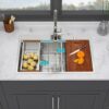 Topmount Drop In Kitchen Sink, Double Bowl 60 / 40 Stainless Steel - Brushed Nickel - Image 2