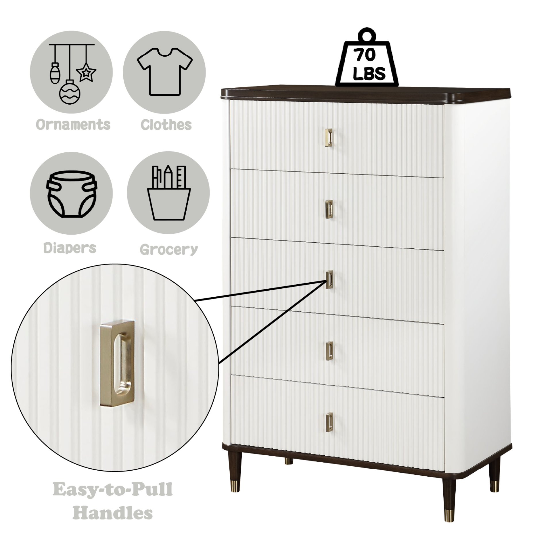Carena - 5 Piece Bedroom Set (Eastern King Dresser Chest Mirror Nightstand) - Brown / Light Gray / White - Image 10