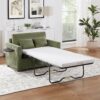 Twin Size Sofa Bed Sleeper Sofa Loveseat With Foldable Mattress, Side Table, USB Ports - Green - Image 3