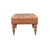 Buffalo - Leather Ottoman With Castor Legs - Tan - Image 7