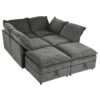 Versatile 6 Piece Modular Sofa Bed With Storage, Stylish Faux Double Layer Cushions, Comfortable & Durable Design, Perfect For Any Living Space - Gray - Image 14