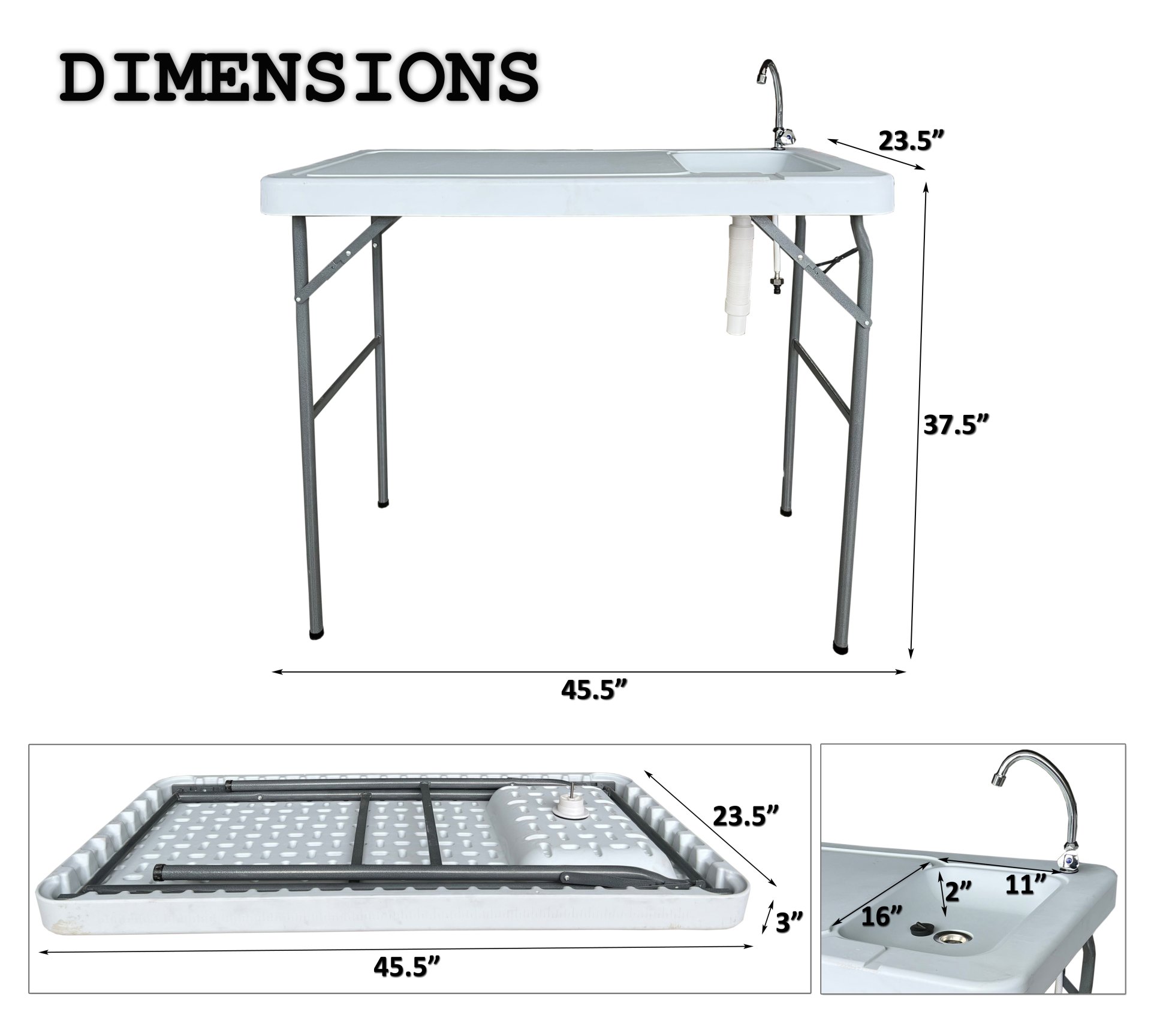 Outdoor Fish And Game Cutting Cleaning Table With Sink And Faucet - Off White - Image 4