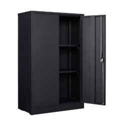 Metal Storage Cabinet With Locking Doors And Adjustable Shelf, Folding Filing Storage Cabinet, Folding Storage Locker Cabinet For Home Office, School, Garage - Black