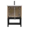 Modern Freestanding Bathroom Vanity With Ceramic Sink, Hot And Cold Faucet, 2 Door Cabinet & Open Iron Shelf, Magnesium Oxide And Iron Frame - Natural - Image 11
