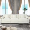 Modern Chenille Oversized Deep Seat Sectional Sofa, Large 3 Seater Modular Sofa With Pillows - Beige - Image 2