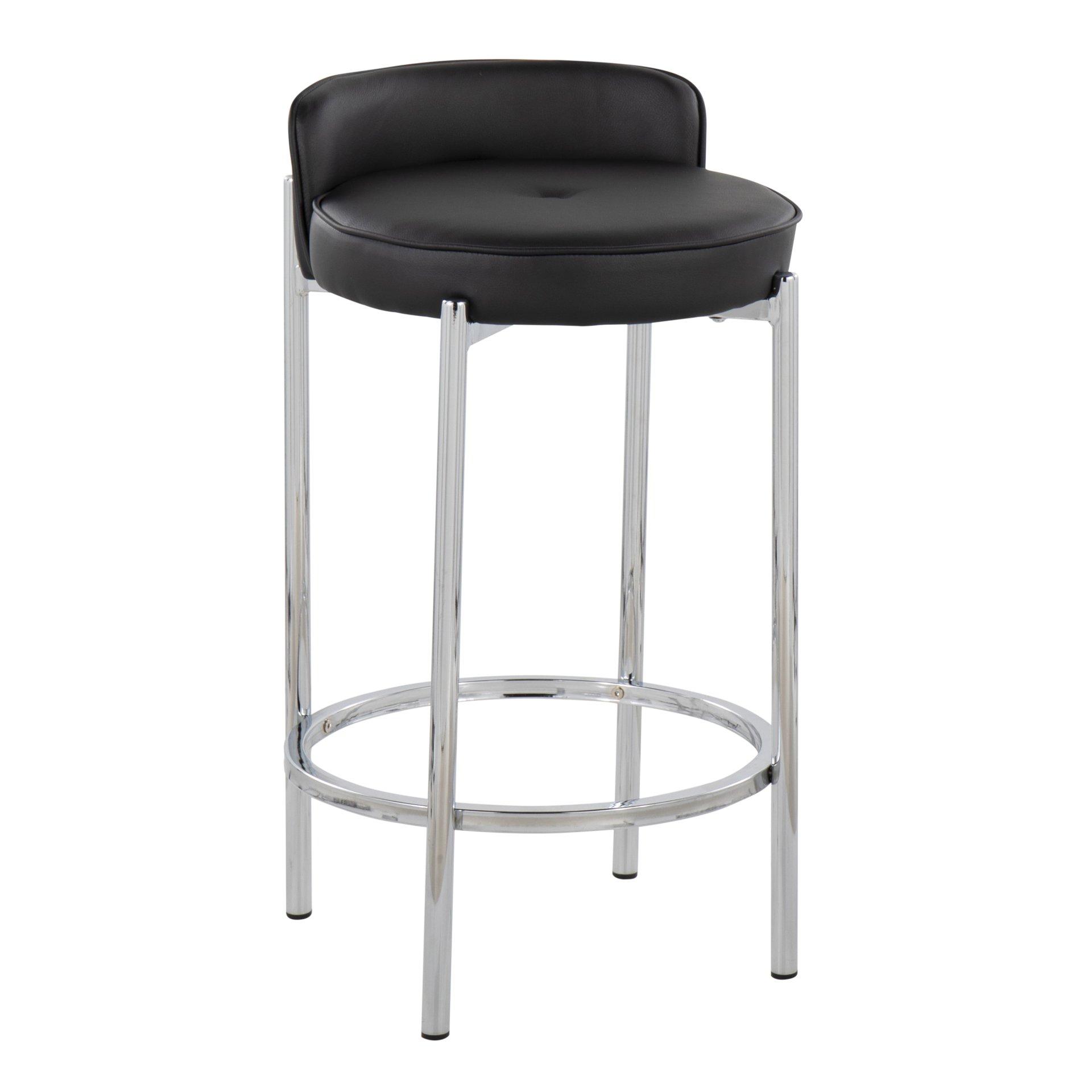 Chloe - Contemporary Counter Stool (Set of 2) - Chrome / Black - Image 2