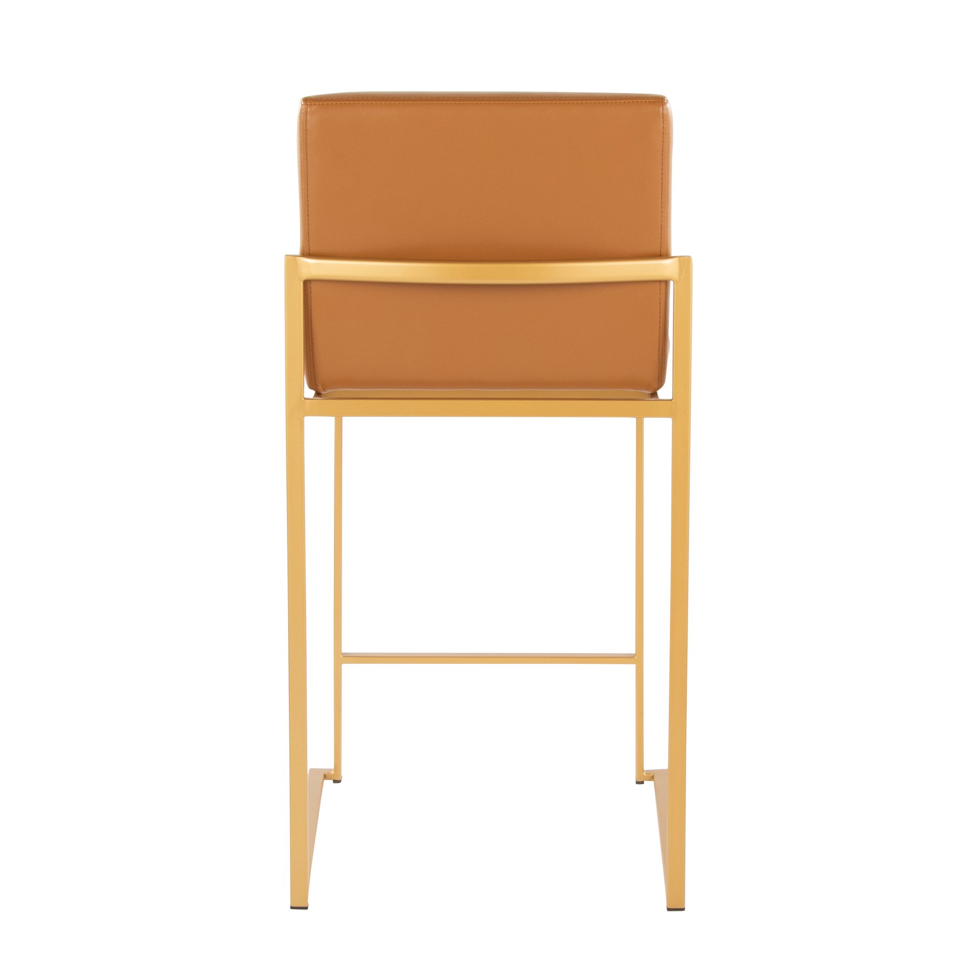 Fuji - Contemporary High Back Barstool (Set of 2) - Gold / Camel - Image 5