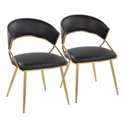 Jie - Glam, Dining Chair (Set of 2) - Gold / Black