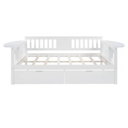 Full Size Daybed With 2 Drawers, Slat Support - White