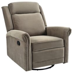 360 Degrees Swivel Recliner Manual Rocking With Adjustable Backrest For Living Room - Light Brown