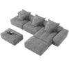 Modern Oversized Modular Sectional Sofa, Sparkling Chenille Fabric Soft Cushion Sofa With 6 Pillows, 6 Pieces Diy Combination Tufted Sofa, No Assembly Required - Gray - Image 22