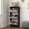 Modern Freestanding Shoe Storage Cabinet With 3 Flip Drawers - White / Walnut - Image 7