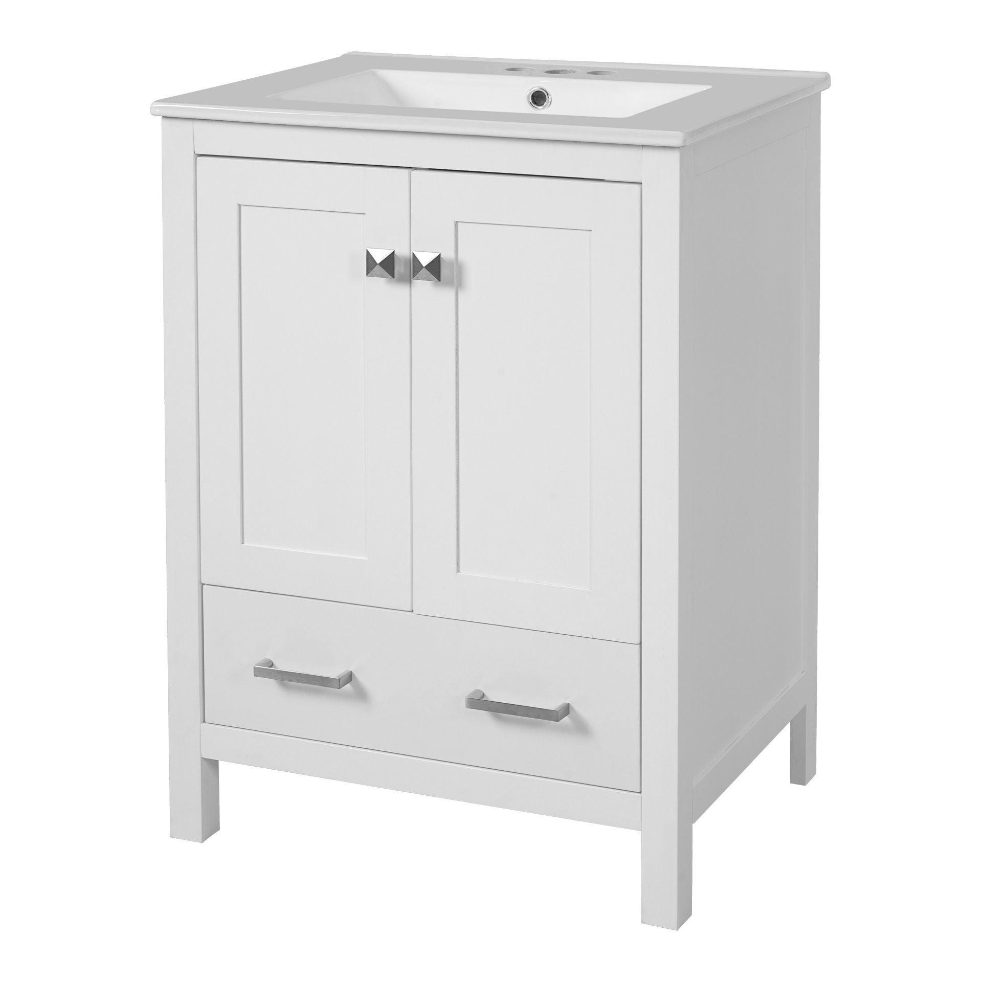24" Bathroom Vanity With Integrated Undermount Sink, Soft Close Doors, 2 Doors 1 Drawer Storage - White - Image 13