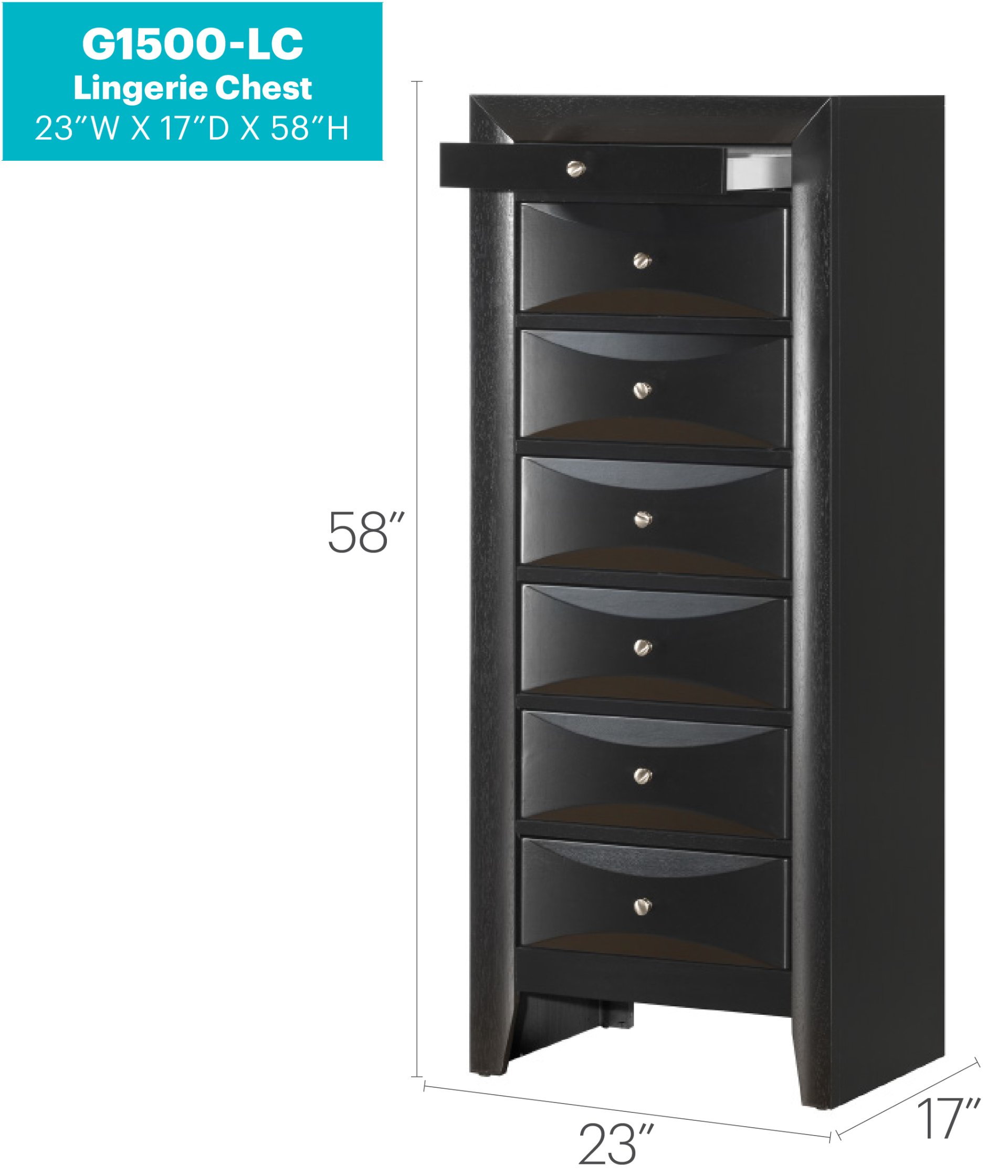 Marilla - 7 Drawer Lingerie Chest - Black - Image 5