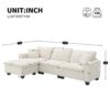 Modern Convertible Sectional L Shaped Reversible Couch Set With Free Pillows 4 Seat Suede Sleeper Sofa With Ottoman - Beige - Image 18