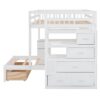 Full Over Twin Bunk Bed With Desk, Drawers And Shelves - White - Image 7