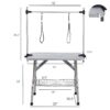 Folding Dog Pet Grooming Table Stainless Steel Frame Rubber Mat On Board With Adjustable Arm And Clamps Pet Dog Cat Grooming Table - Silver Gray - Image 10