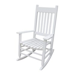 Classic Wooden Porch Rocker Chair Populus Wood Comfortable Design - White