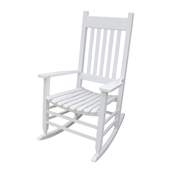 Classic Wooden Porch Rocker Chair Populus Wood Comfortable Design - White