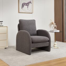Modern Sherpa Upholstered Accent Chair, Comfortable Living Room Armchair, Lounge Chair For Bedroom, And Office - Gray