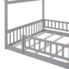 Full Size Bed House Bed Frame With Fence - Gray - Image 6