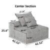 Modern Oversized Modular Sectional Sofa With 2 Chaise Lounge And 2 Armrest, Sparkling Chenille Fabric Soft Cushion Sofa With 4 Pillows, 4 Pieces Diy Combination Tufted Sofa, No Assembly Required - Black - Image 3