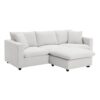Modern Sectional Sofa With Throw Pillows, Cloud L Shaped Couch Set With Wide 4 Seat Comfy Couch Set With Movable Ottoman - White - Image 6
