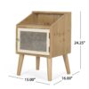 Contemporary End Table With Rattan Accents And Tempered Glass - Natural / White - Image 3
