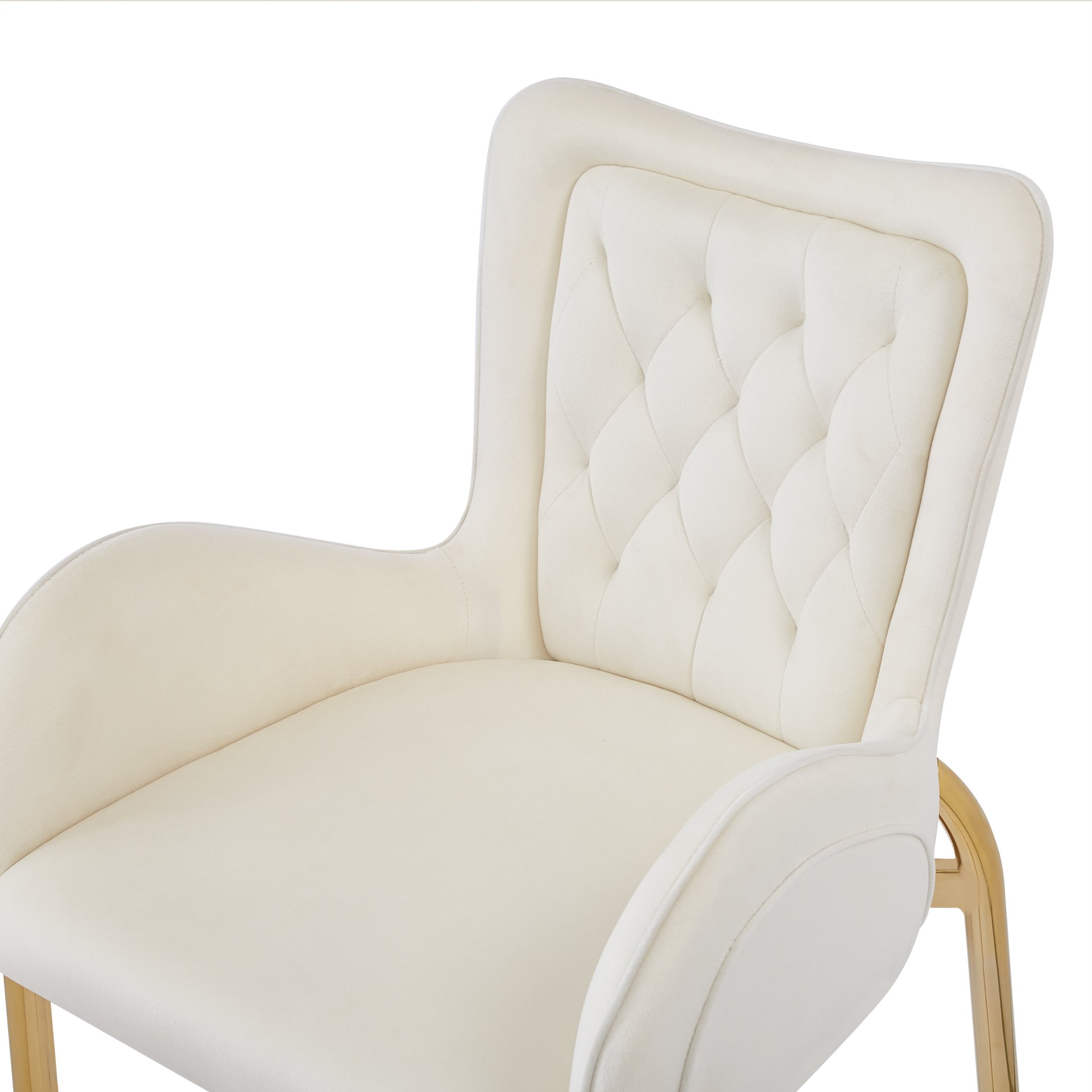 Velvet Counter Height Bar Stools (Set of 2) With Golden Legs And Footrests - White - Image 15