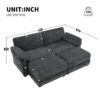 Free Combination Modular Convertible Sectional Sofa Bed Set, 4 Seat Upholstered Sleeper Corner Couch, Deep Seat Loveseat With Ottoman - Gray - Image 22
