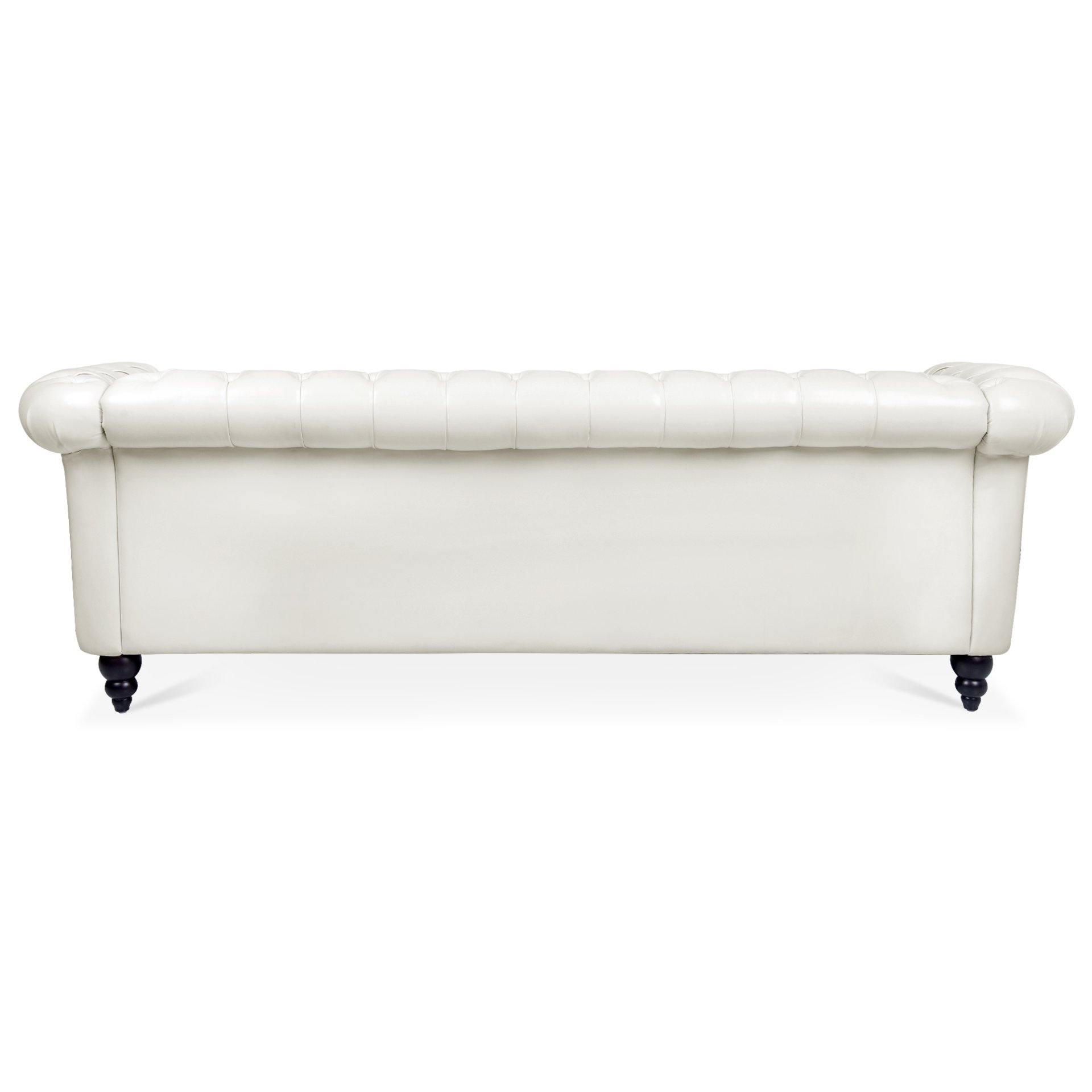 84.65" Rolled Arm Chesterfield 3 Seater Sofa - White - Image 9