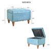 Retro Style Square Velvet Upholstered Ottoman With Storage And Rivet Trim - Light Blue - Image 3