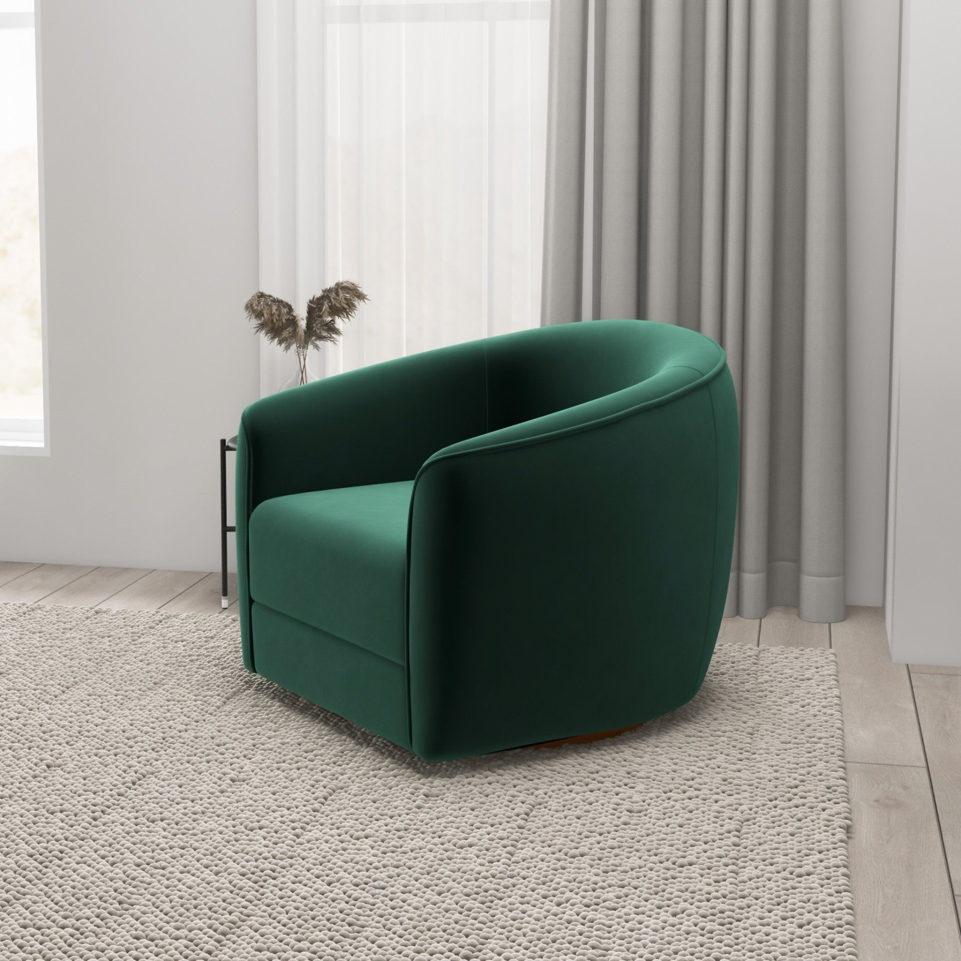 Elise - Mid-Century Modern Swivel Chair - Dark Green - Image 13