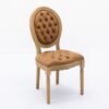 French Style Solid Wood Frame Antique Painting, Hand-Pulled Buckle Decoration Artificial Leather Dining Chair With Nailhead Trim, Wood Legs, Density Foam, Steel Spring Inner (Set of 2) - Light Brown - Image 5