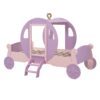 Twin Size Princess Carriage Bed With Crown, Platform Car Bed With Stair - Purple / Pink - Image 4