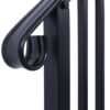Handrails For Outdoor Steps, Fit 2 Or 3 Steps Outdoor Stair Railing, Picket#2 Wrought Iron Handrail, Flexible Porch Railing, Transitional Handrails For Concrete Steps Or Wooden Stairs - Black - Image 14