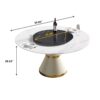 59.05" Modern Artificial Stone Round Carbon Steel Base Dining Table, Black Artificial Stone Turntable - White - Image 3