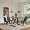 Modern Accent Dining Chairs (Set of 4), Upholstered Seat, Spoon Shape - Black / Gray - Image 5