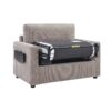 Twin Size Sofa Bed Sleeper Sofa Loveseat With Foldable Mattress, Side Table, Storage Pocket & USB Ports - Gray Brown - Image 9
