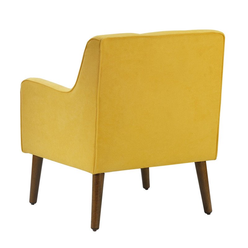 Ryder - Mid Century Modern Woven Fabric Tufted Armchair - Yellow - Image 4