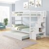 Twin Over Twin Bunk Beds With Twin Trundle And Stairway Storage Function - White - Image 6