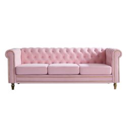 Chesterfield - Velvet Sofa 84.65" For Living Room - Pink