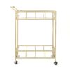 Modern Metal And Glass Bar Cart With Rolling Casters - Gold - Image 8