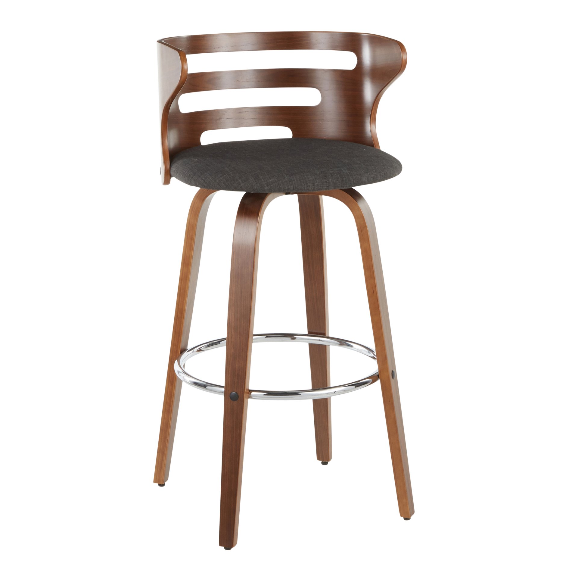 Cosini - Mid-Century Modern Barstool With Swivel (Set of 2) - Walnut / Charcoal - Image 2